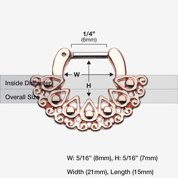 Detail View 1 of Rose Gold Arioso Filigree Septum Clicker-Rose Gold